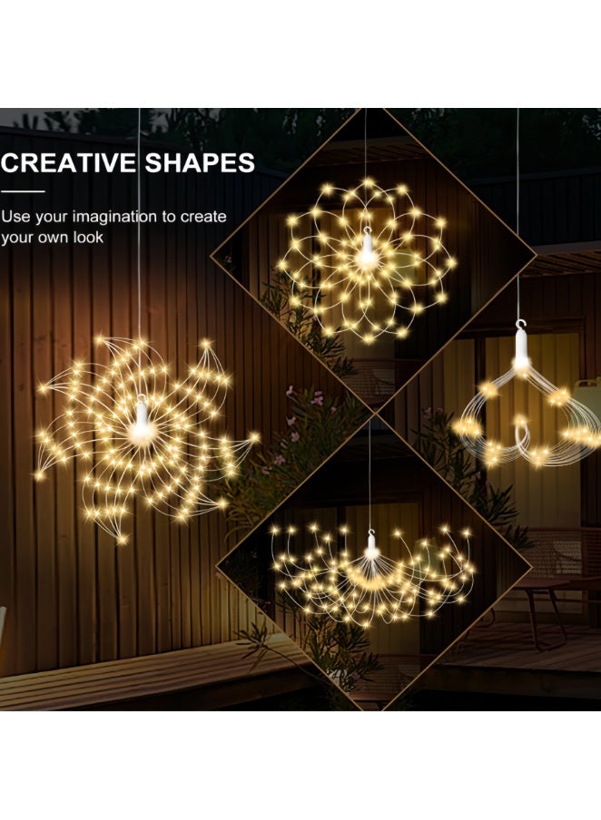 2 Pack Outdoor Battery Operated Chandelier, Firework Lights Starburst Light 120 LED, Ceiling Hanging Decorative for Party Christmas, Indoor Using (Battery, Warm Light) - Image 2